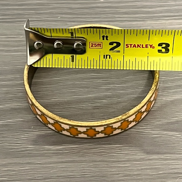 Lucky Brand Gold and Enamel Bangle Bracelet, Orange and White, Boho - Picture 6 of 6